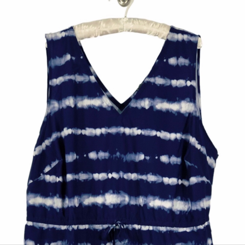 Eddie Bauer Spindrift Tie Waist Tank Dress, Blue and White Striped Tie Dye 2X - Picture 7 of 16